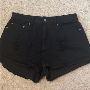 Black jean shorts